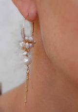 Pearl Cluster Hoop Earrings