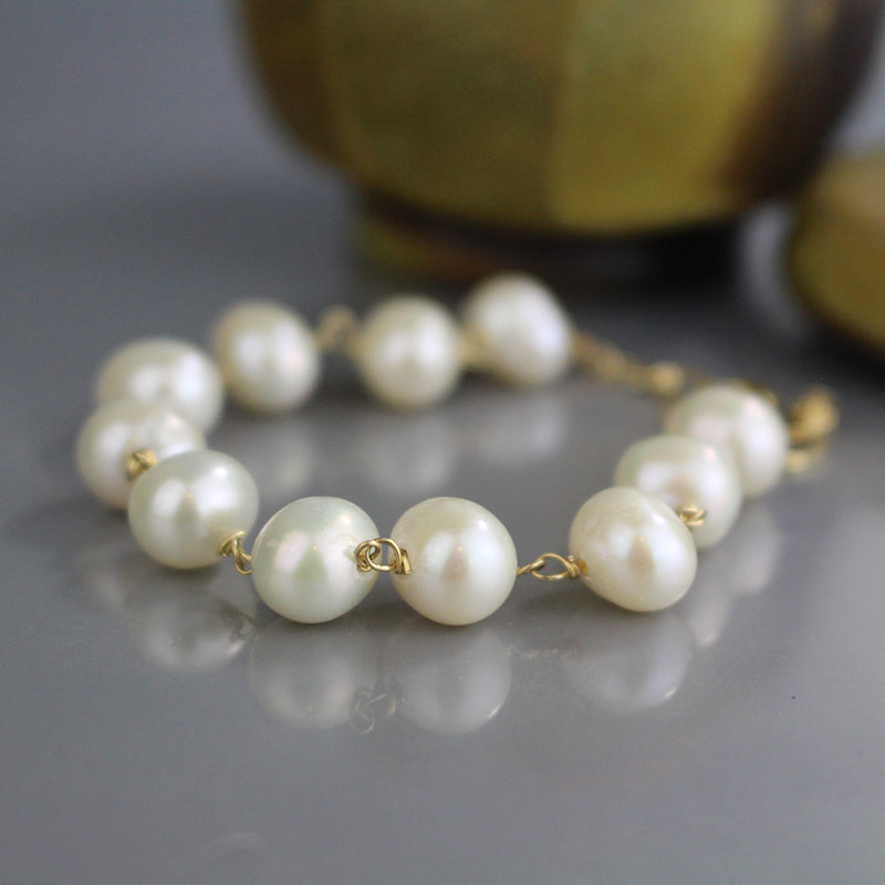 Gold Filled Pearl Chain Bracelet