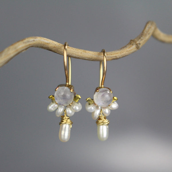Moonstone Pearl Petite Dancer Earrings