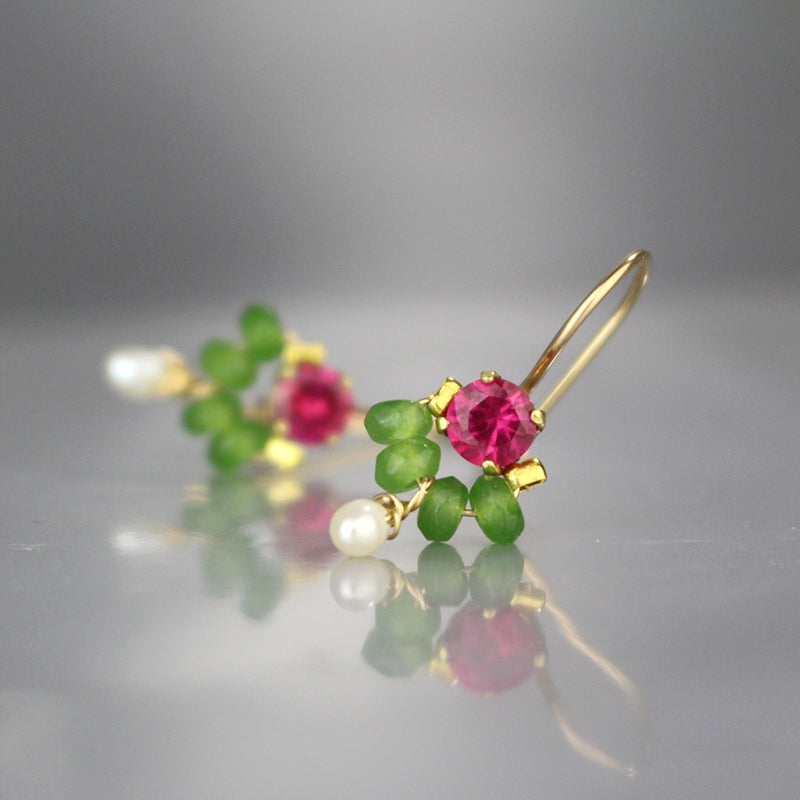 Pink Green Petite Dancer Earrings