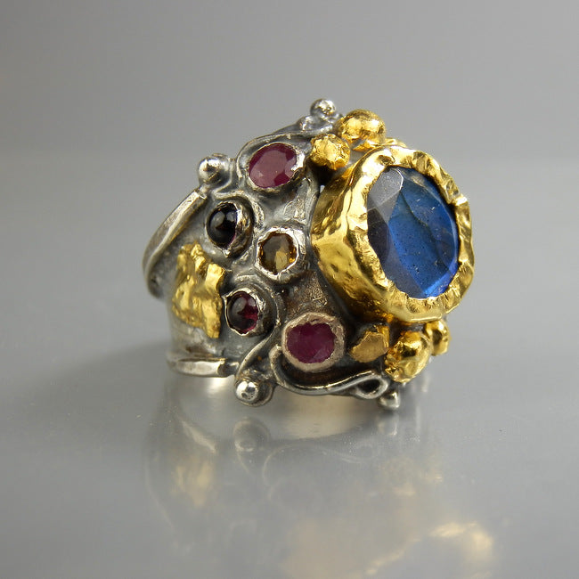 Labradorite Ruby Pirate Ring