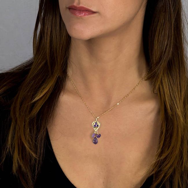 Amethyst Protection Earrings and Necklace