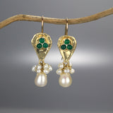 Green Agate Pearl Protection Earrings