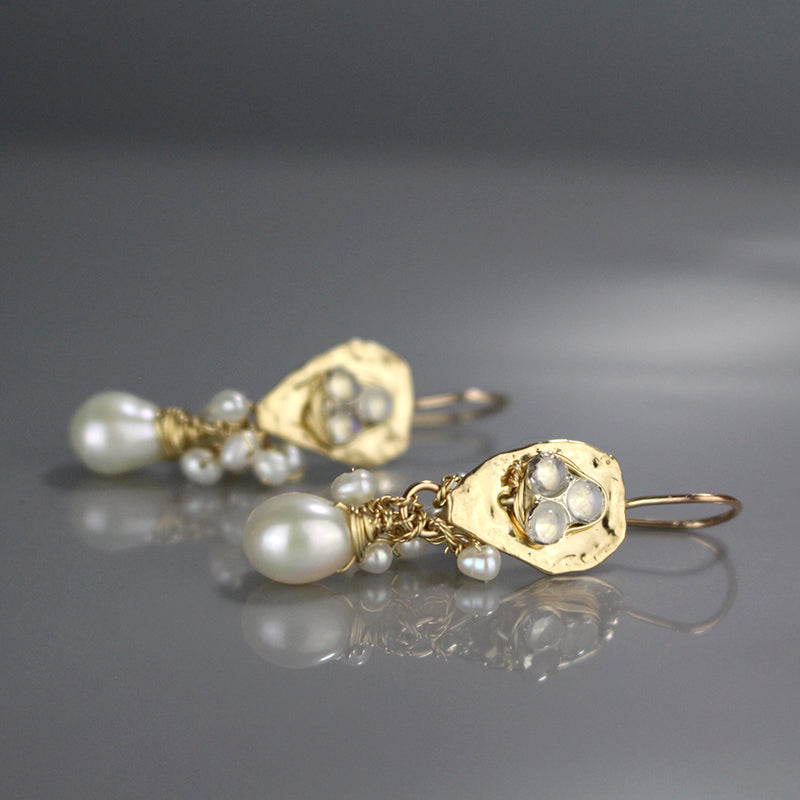 Moonstone Pearl Protection Earrings