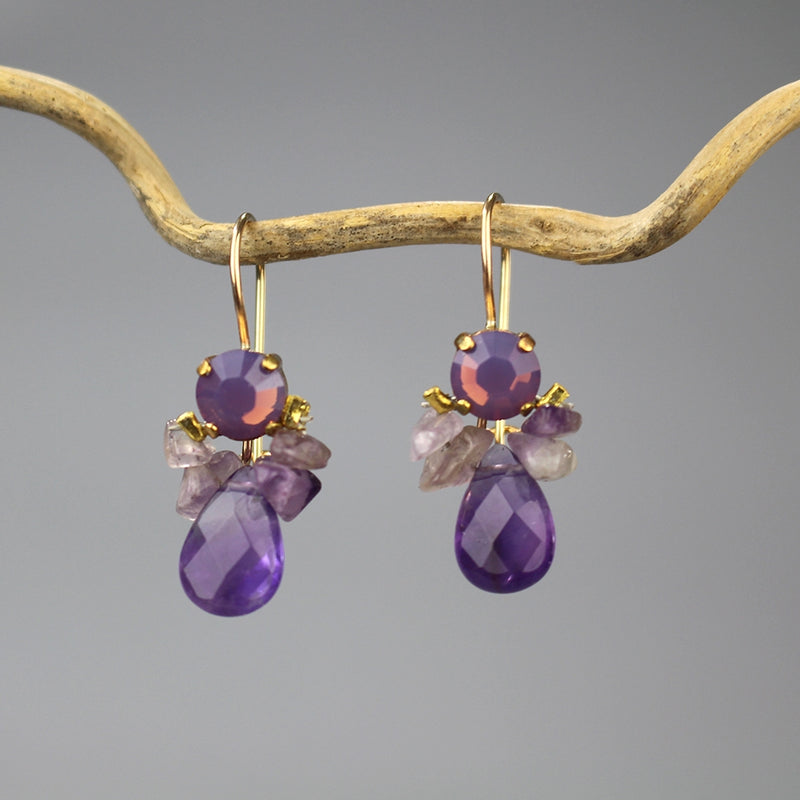 Purple Swarovski Amethyst Bee Earrings
