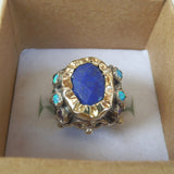 9K Gold Blue Lapis Queen Ring