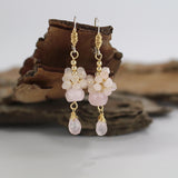 Rose Quartz Raspberry Cluster Earrings