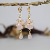 Rose Quartz Raspberry Cluster Earrings