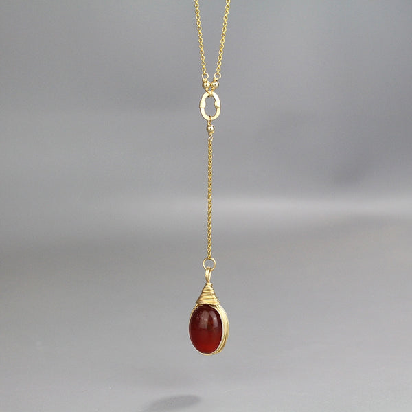Reversible Gemstone Pendant Y Necklace