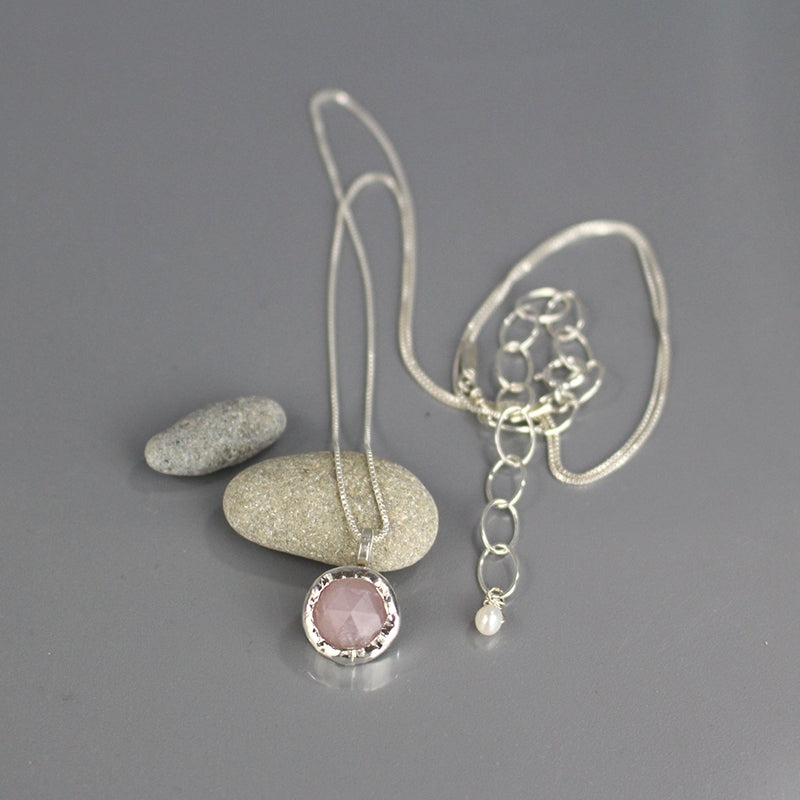 Silver Rose Quartz Jewelry Set