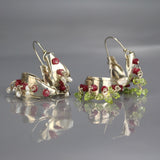 Silver Peridot Ruby Hoop Earrings