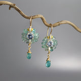 Blue Zircon Apatite Silver Flower Earrings