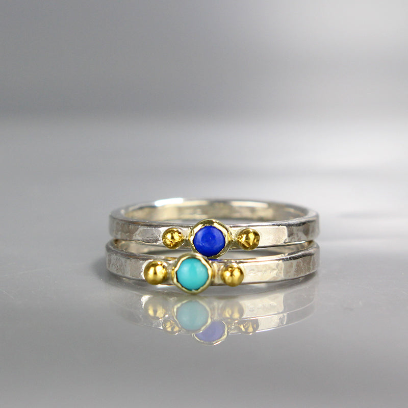 Turquoise Lapis Silver Stacking Ring