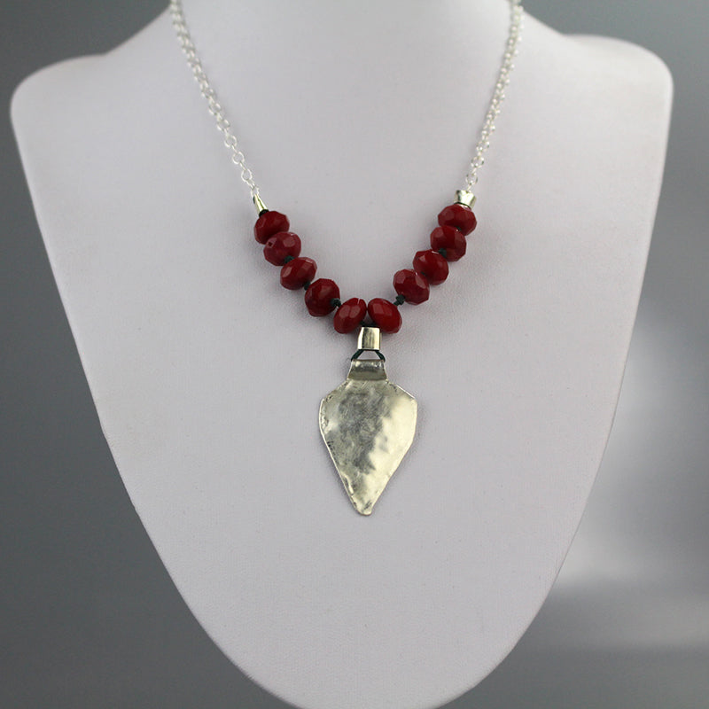 Long Silver Coral Leaf Necklace