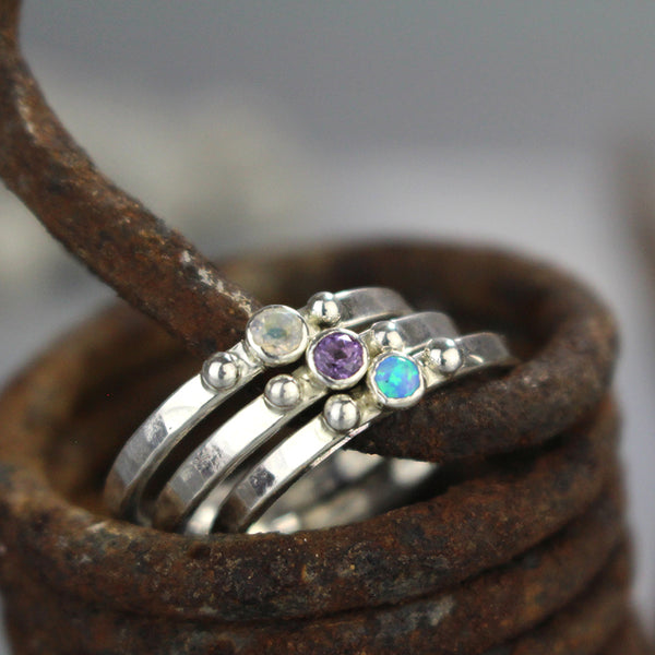 Sterling Silver Birthstone Stacking Ring