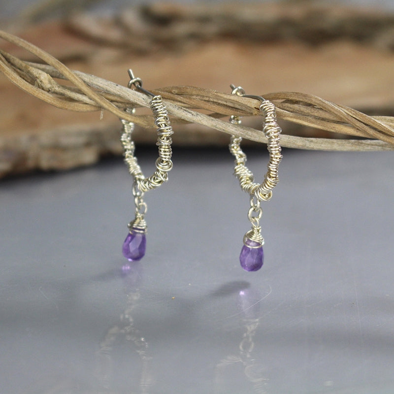 .52ct Diamond and Purple Amethyst 18k Rose Gold Dangle Earrings