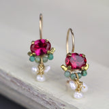 Pink Zircon Clover Earrings