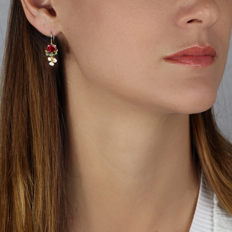 Pink Zircon Clover Earrings