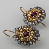 Garnet Pearl Small Mandala Earrings