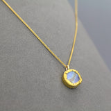 Round Gold Moonstone Pendant Necklace