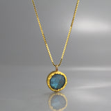 Round Solid Gold Labradorite Necklace