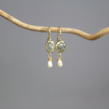 14K Gold Aquamarine Pearl Earrings