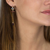 Long Dangle Moonstone Garnet Spring Earrings