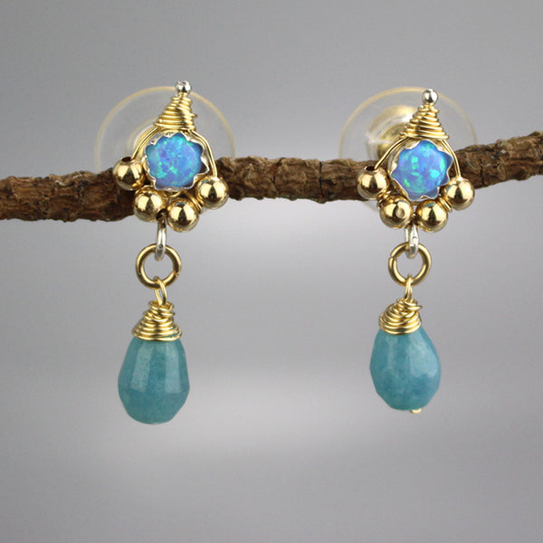 Opal Aqua Quartz Spring Earrings