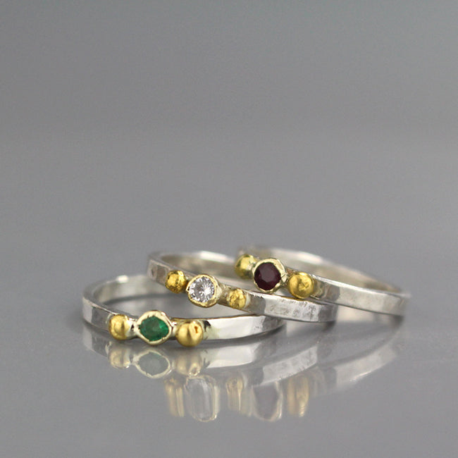 Emerald Gold and Silver Ring