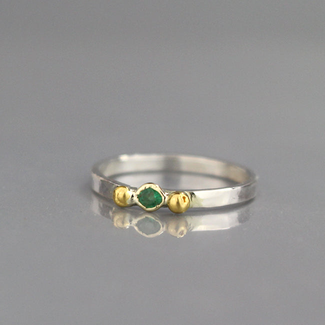 Emerald Gold and Silver Ring