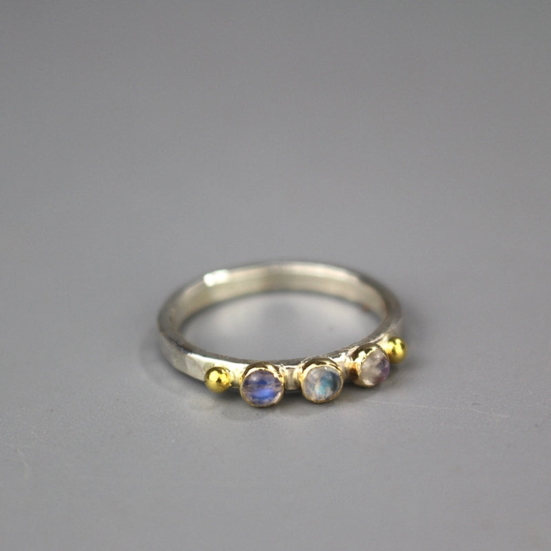 Silver Triple Moonstone Stacking Ring