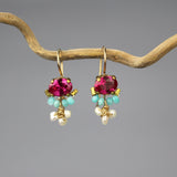 Pink Zircon Amazonite Clover Earrings