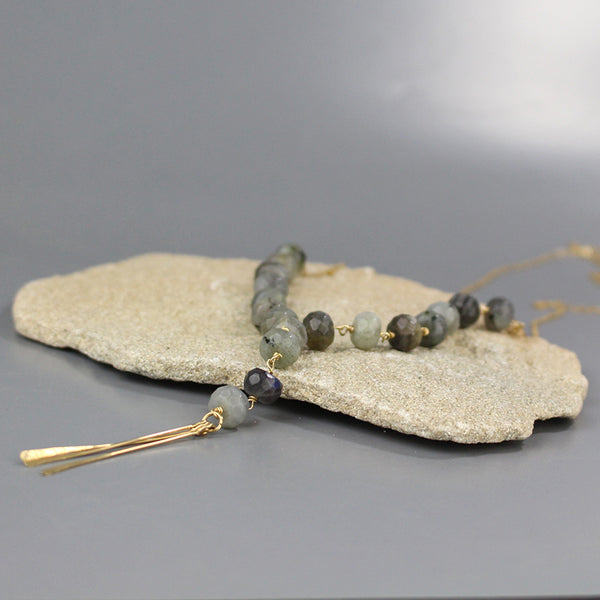 Gold Filled Labradorite Tassel Necklace