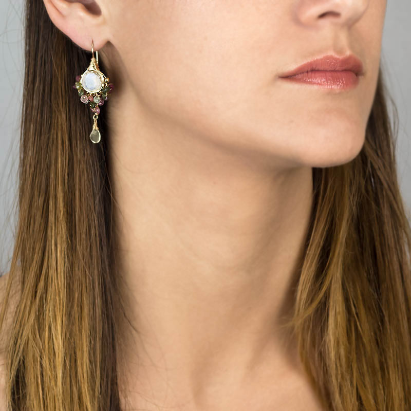 Rainbow  Moonstone Goddess  Earrings