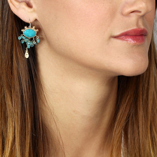 Turquoise Blue Lagoon Earrings in 14K gold filled