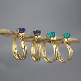 Lapis Golden Crown Hoop Earrings