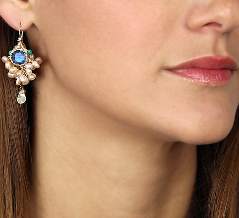 Labradorite Pearl Goddess Earrings
