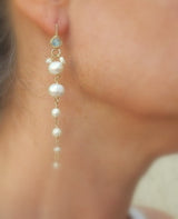 Long Moonstone Pearl Vine Earrings