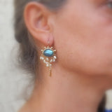 Labradorite Pearl Waterfall Earrings