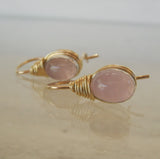 Rose Quartz Wire Wrapped Earrings