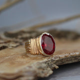 Red CZ Wire Wrapped Ring