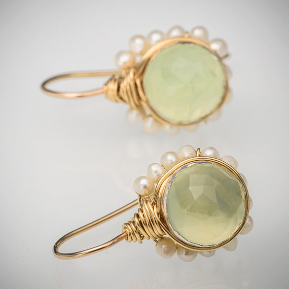 Jade Pearl Flower Earrings